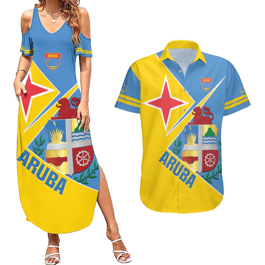 Custom Aruba Football Couples Matching Summer Maxi Dress and Hawaiian Shirt 2025 Coat Of Arms Style