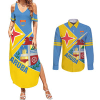 Custom Aruba Football Couples Matching Summer Maxi Dress and Long Sleeve Button Shirt 2025 Coat Of Arms Style