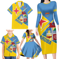 Custom Aruba Football Family Matching Long Sleeve Bodycon Dress and Hawaiian Shirt 2025 Coat Of Arms Style