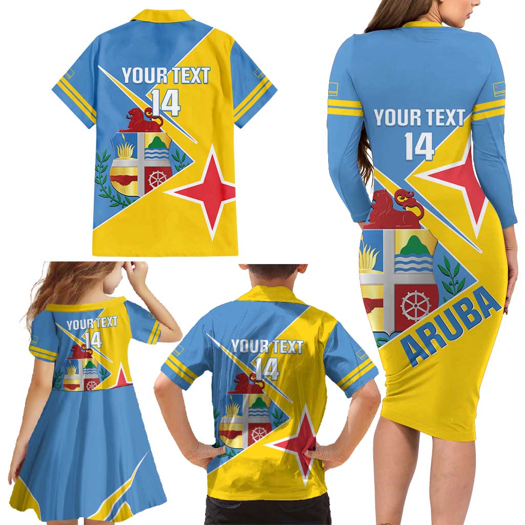Custom Aruba Football Family Matching Long Sleeve Bodycon Dress and Hawaiian Shirt 2025 Coat Of Arms Style