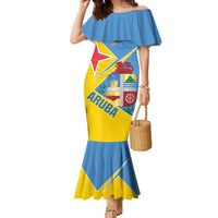Custom Aruba Football Family Matching Mermaid Dress and Hawaiian Shirt 2025 Coat Of Arms Style