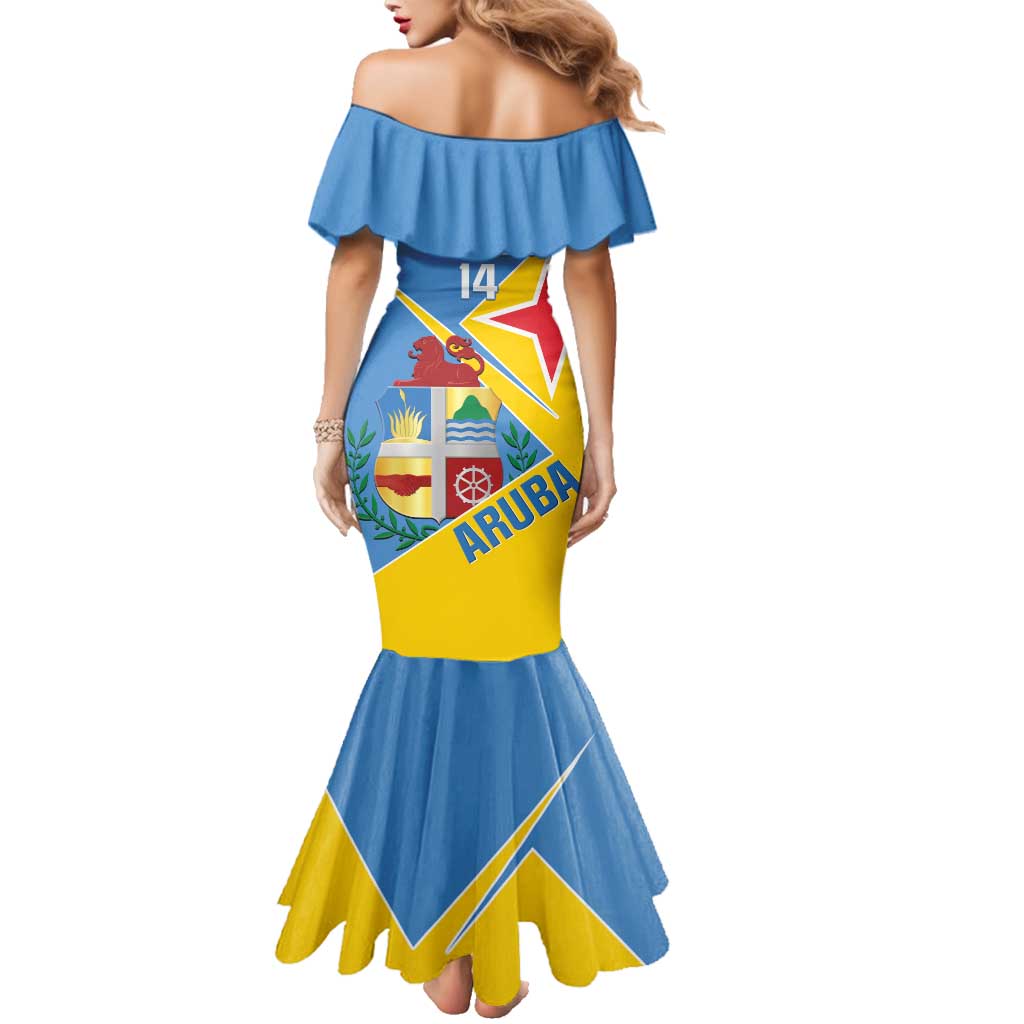 Custom Aruba Football Family Matching Mermaid Dress and Hawaiian Shirt 2025 Coat Of Arms Style