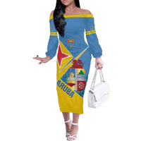 Custom Aruba Football Family Matching Off The Shoulder Long Sleeve Dress and Hawaiian Shirt 2025 Coat Of Arms Style