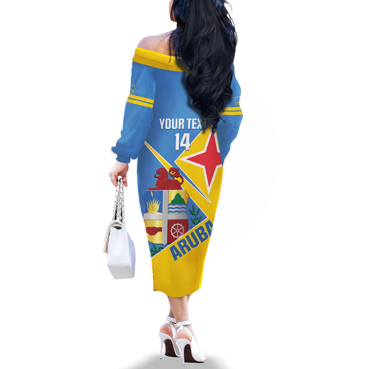 Custom Aruba Football Family Matching Off The Shoulder Long Sleeve Dress and Hawaiian Shirt 2025 Coat Of Arms Style