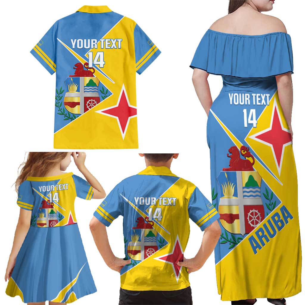 Custom Aruba Football Family Matching Off Shoulder Maxi Dress and Hawaiian Shirt 2025 Coat Of Arms Style