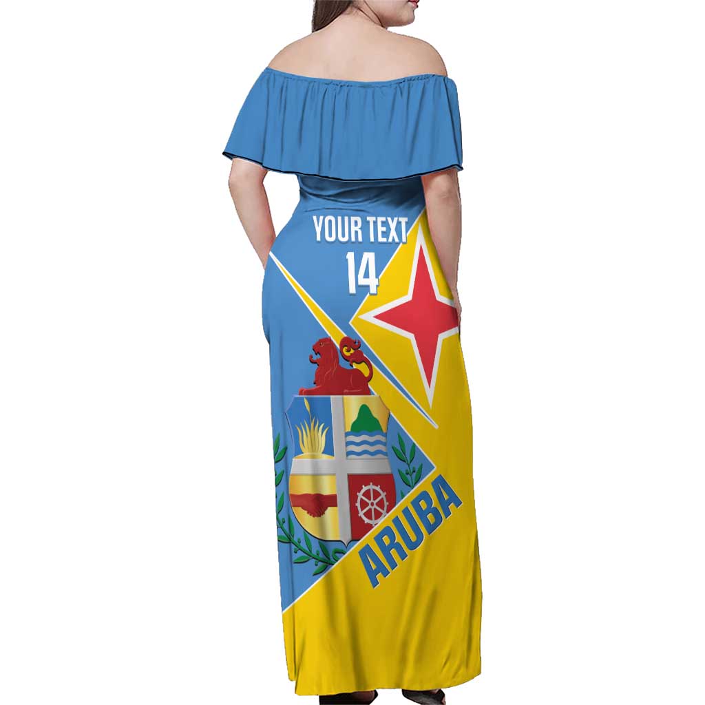 Custom Aruba Football Family Matching Off Shoulder Maxi Dress and Hawaiian Shirt 2025 Coat Of Arms Style