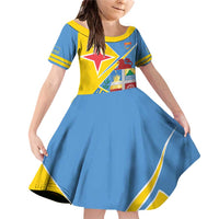 Custom Aruba Football Family Matching Off Shoulder Short Dress and Hawaiian Shirt 2025 Coat Of Arms Style