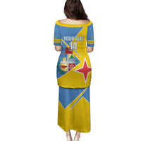 Custom Aruba Football Family Matching Puletasi and Hawaiian Shirt 2025 Coat Of Arms Style