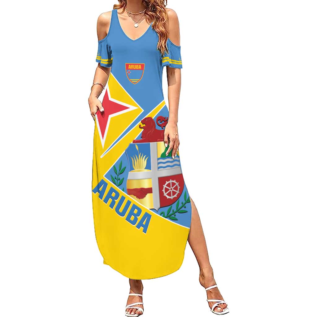 Custom Aruba Football Family Matching Summer Maxi Dress and Hawaiian Shirt 2025 Coat Of Arms Style