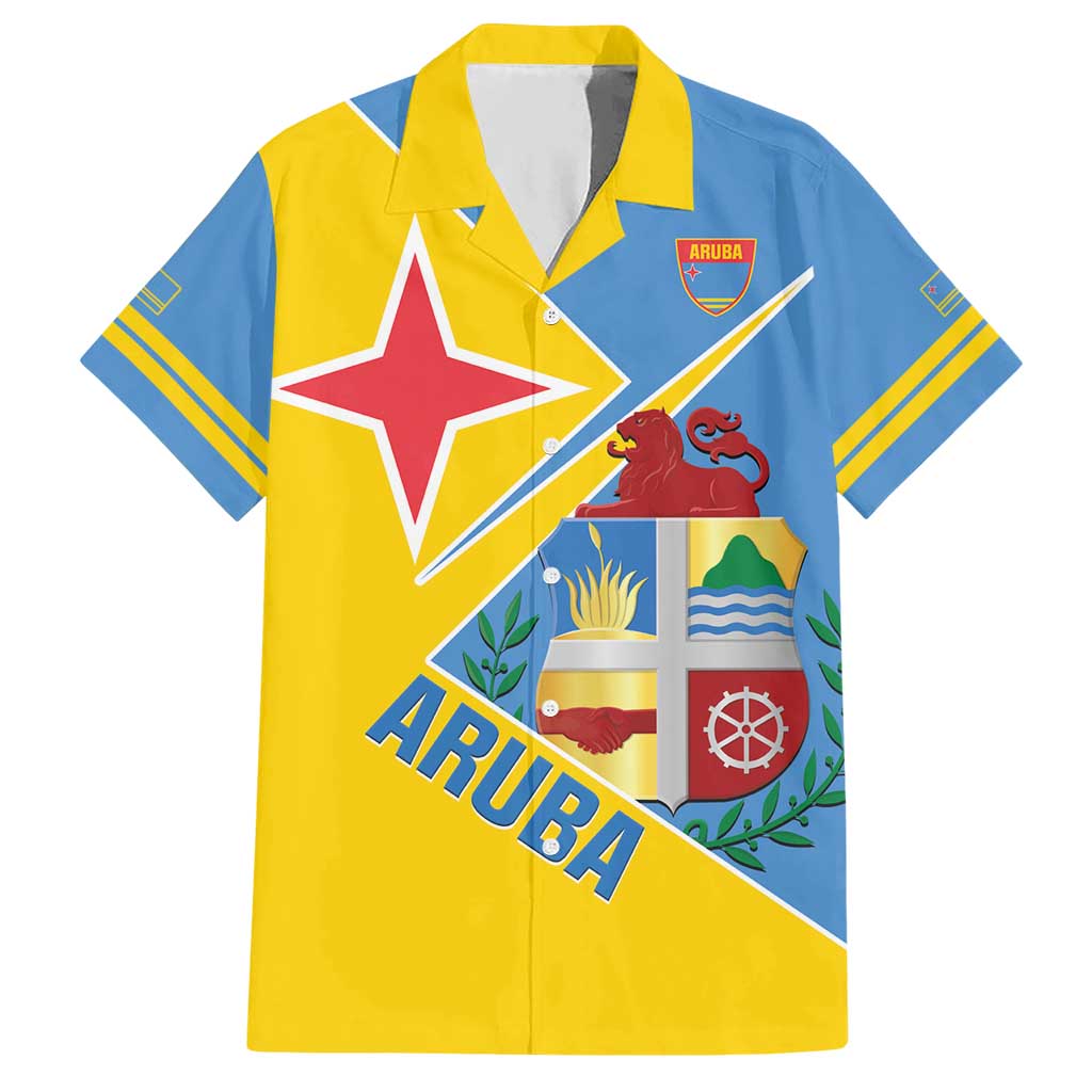 Custom Aruba Football Hawaiian Shirt 2025 Coat Of Arms Style