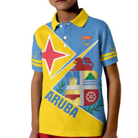 Custom Aruba Football Kid Polo Shirt 2025 Coat Of Arms Style