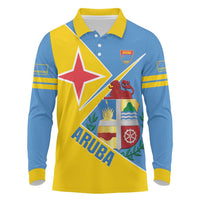 Custom Aruba Football Long Sleeve Polo Shirt 2025 Coat Of Arms Style