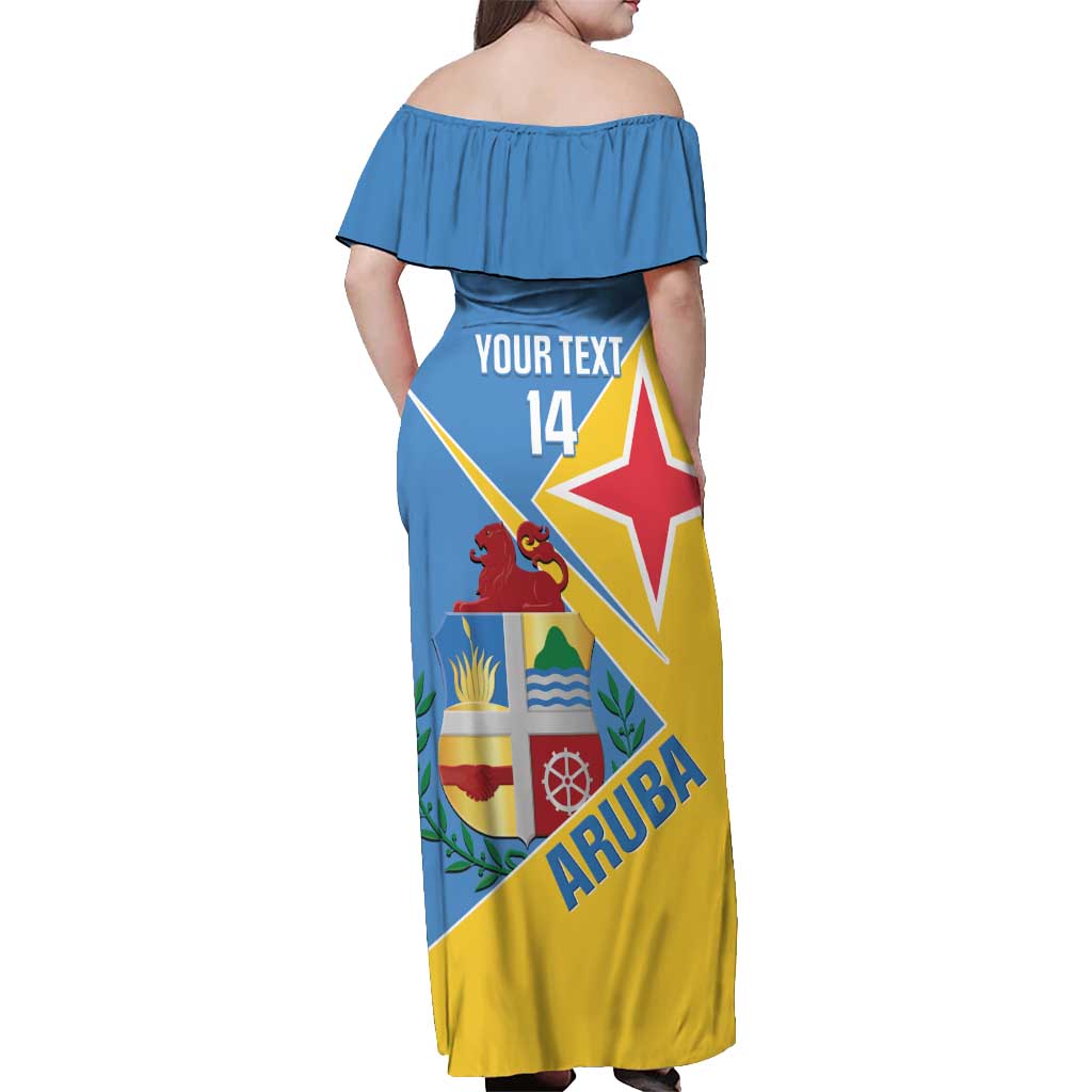 Custom Aruba Football Off Shoulder Maxi Dress 2025 Coat Of Arms Style