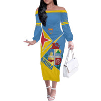 Custom Aruba Football Off The Shoulder Long Sleeve Dress 2025 Coat Of Arms Style