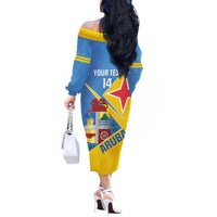 Custom Aruba Football Off The Shoulder Long Sleeve Dress 2025 Coat Of Arms Style