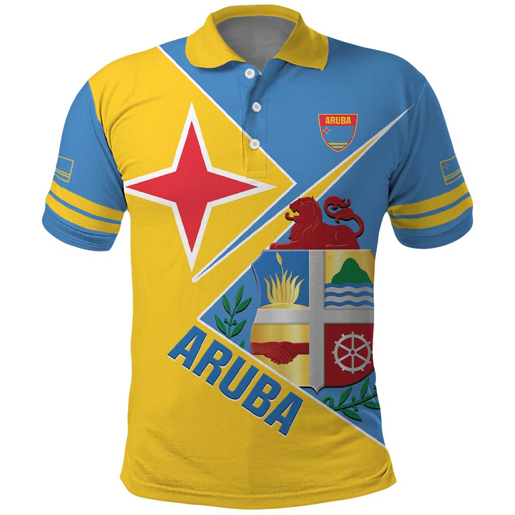 Custom Aruba Football Polo Shirt 2025 Coat Of Arms Style