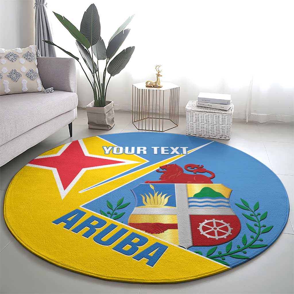 Custom Aruba Football Round Carpet 2025 Coat Of Arms Style