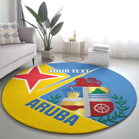 Custom Aruba Football Round Carpet 2025 Coat Of Arms Style
