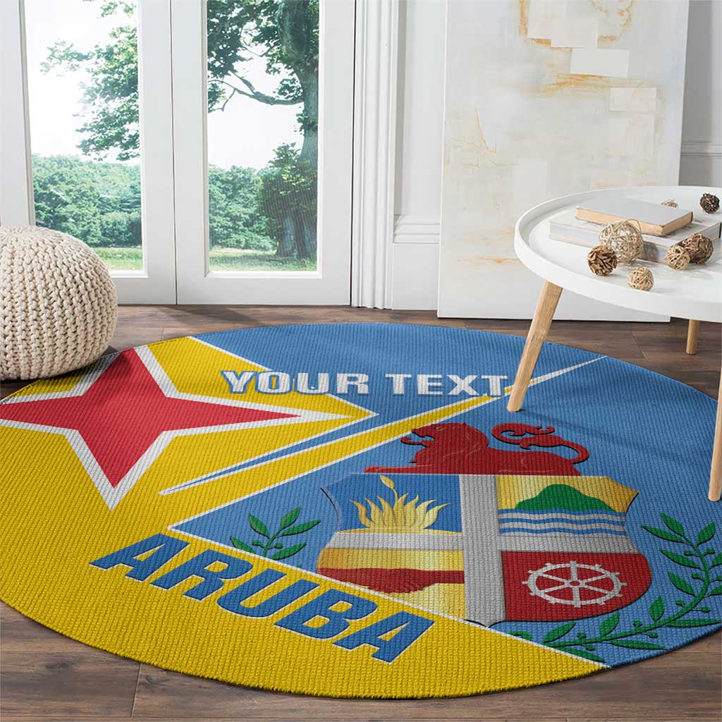 Custom Aruba Football Round Carpet 2025 Coat Of Arms Style
