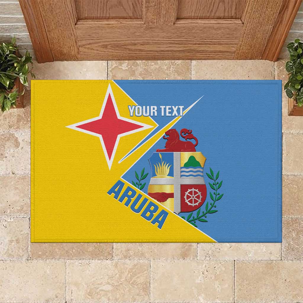 Custom Aruba Football Rubber Doormat 2025 Coat Of Arms Style