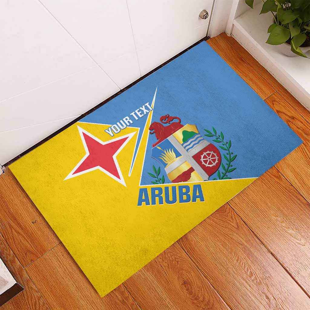 Custom Aruba Football Rubber Doormat 2025 Coat Of Arms Style