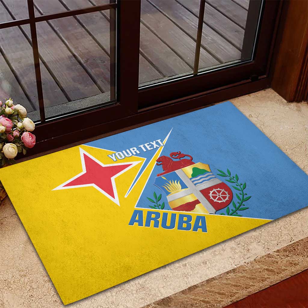 Custom Aruba Football Rubber Doormat 2025 Coat Of Arms Style