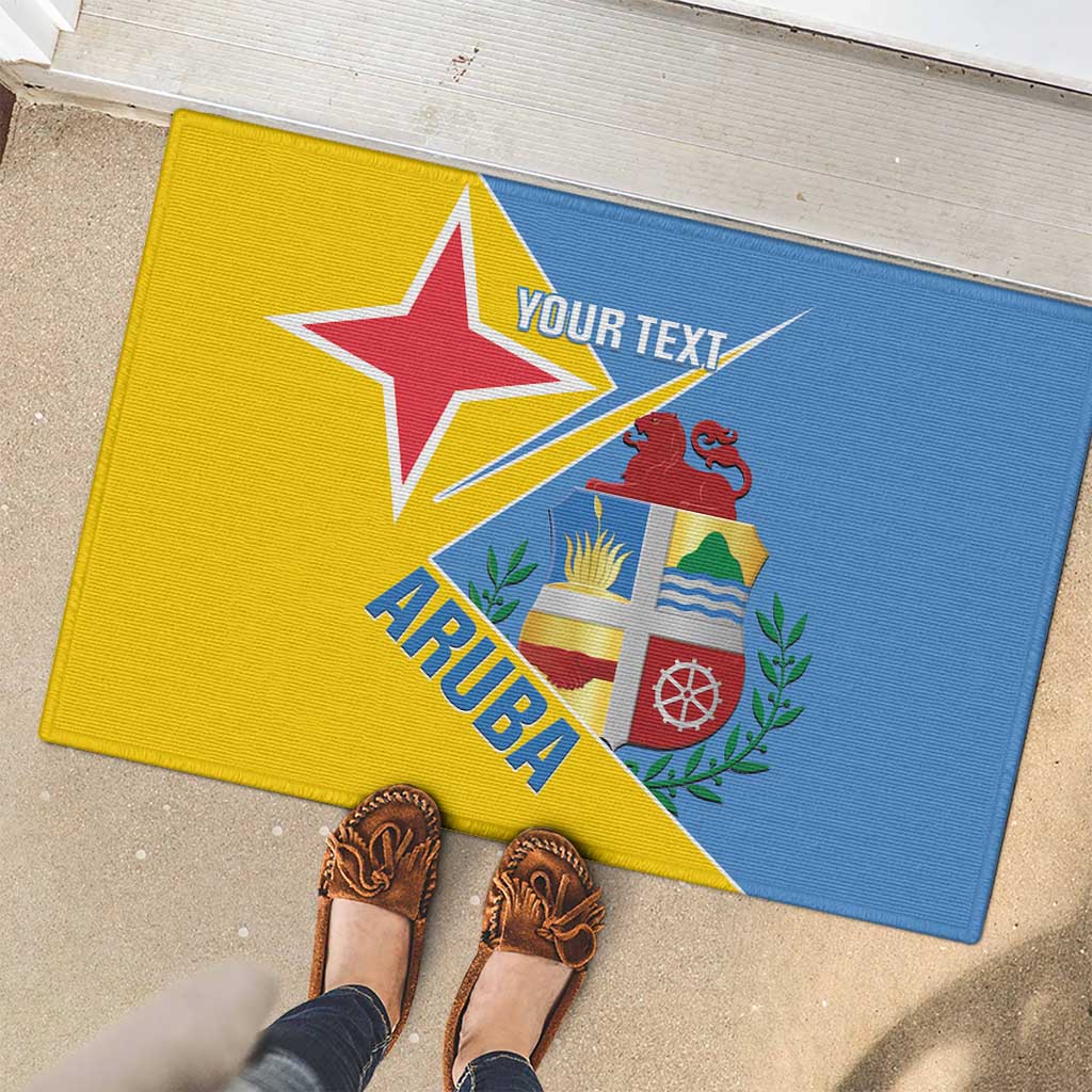 Custom Aruba Football Rubber Doormat 2025 Coat Of Arms Style