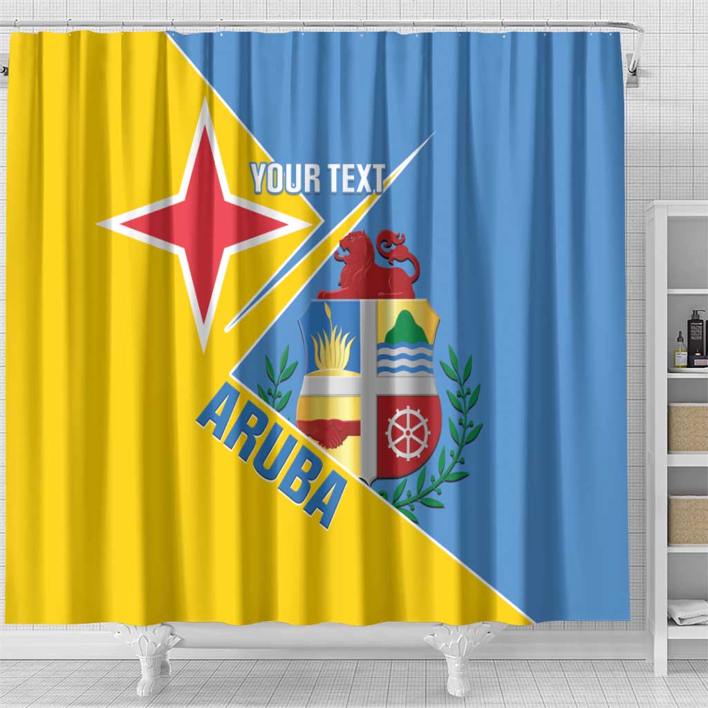 Custom Aruba Football Shower Curtain 2025 Coat Of Arms Style