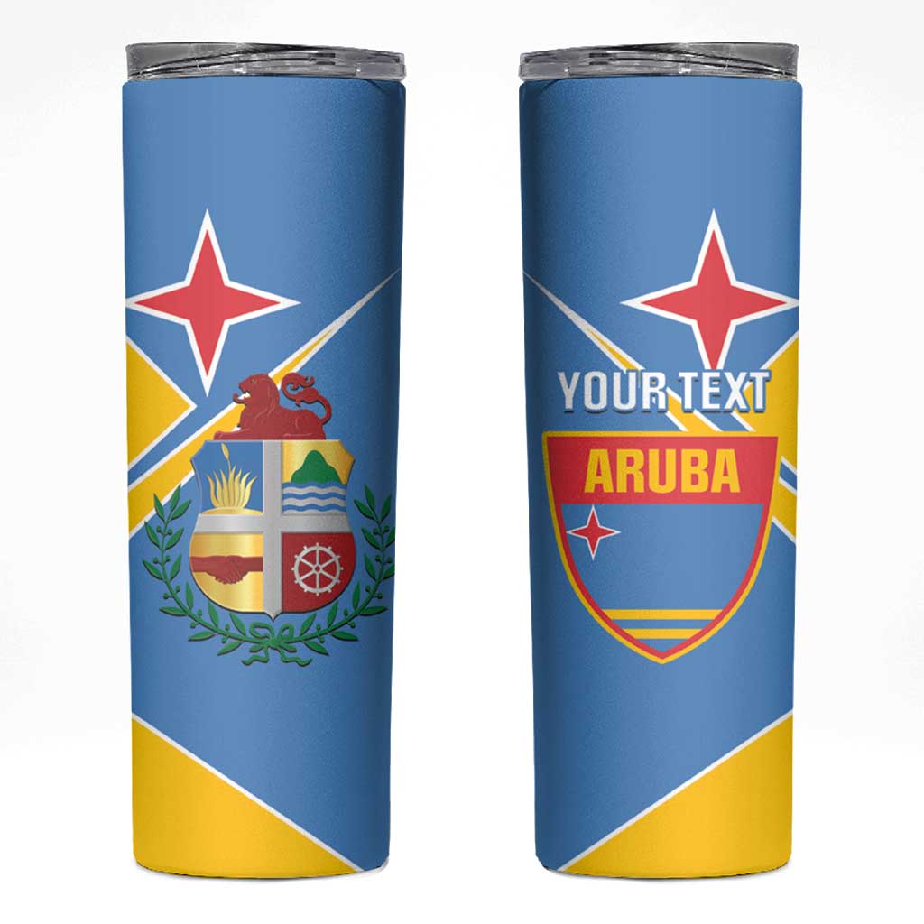 Custom Aruba Football Skinny Tumbler 2025 Coat Of Arms Style