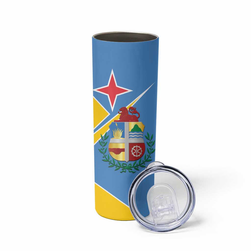 Custom Aruba Football Skinny Tumbler 2025 Coat Of Arms Style