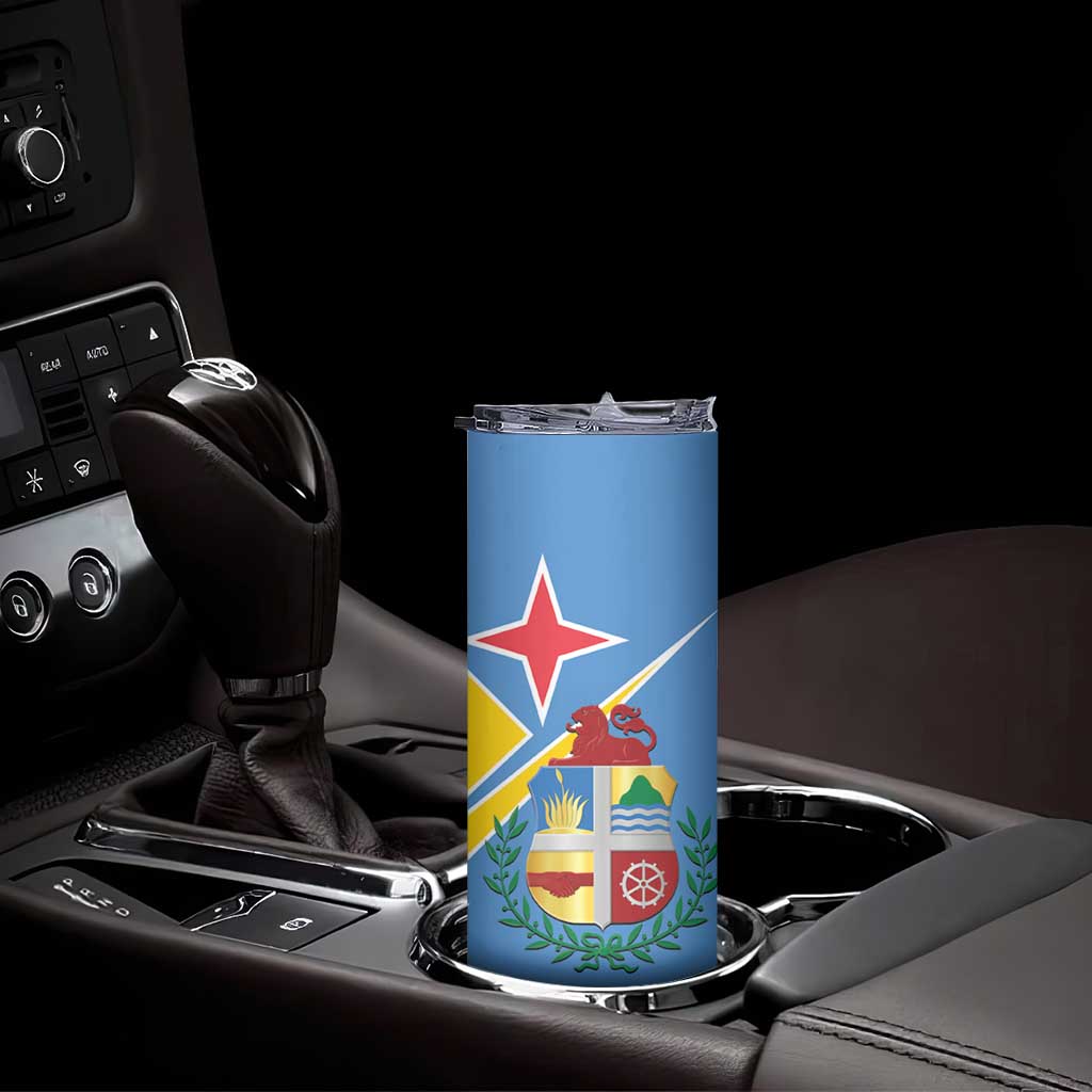 Custom Aruba Football Skinny Tumbler 2025 Coat Of Arms Style