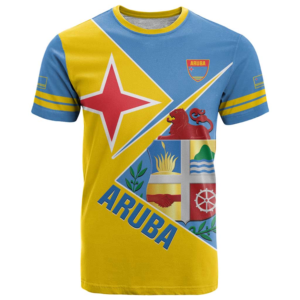 Custom Aruba Football T Shirt 2025 Coat Of Arms Style