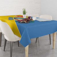 Custom Aruba Football Tablecloth 2025 Coat Of Arms Style