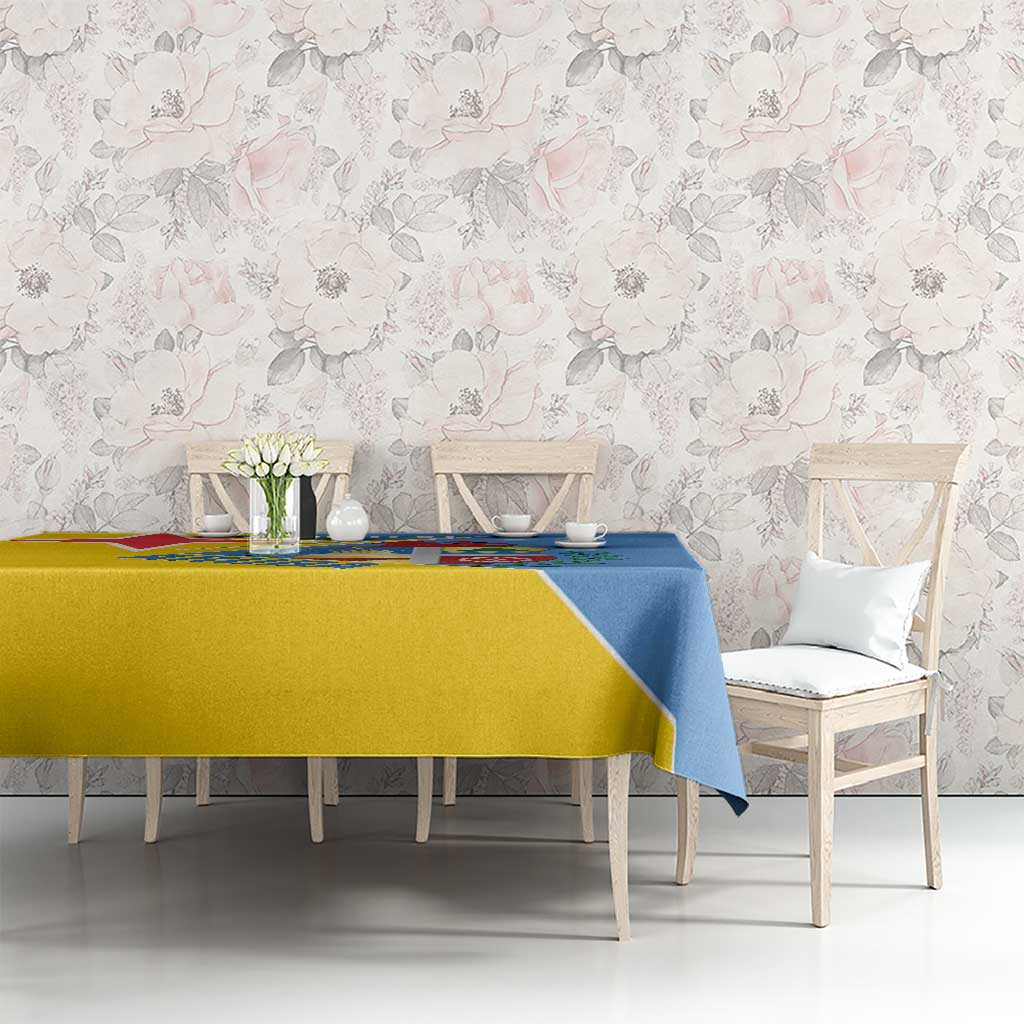 Custom Aruba Football Tablecloth 2025 Coat Of Arms Style