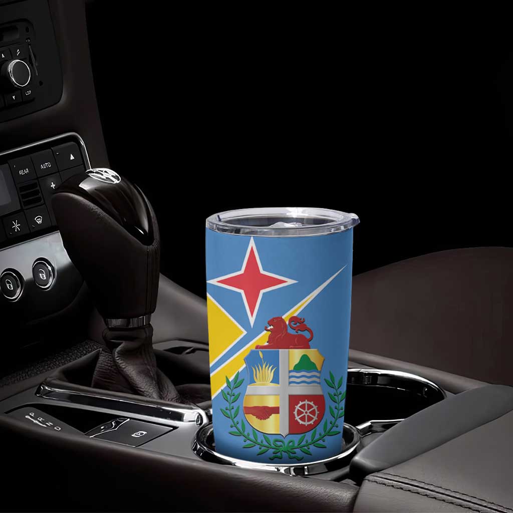 Custom Aruba Football Tumbler Cup 2025 Coat Of Arms Style