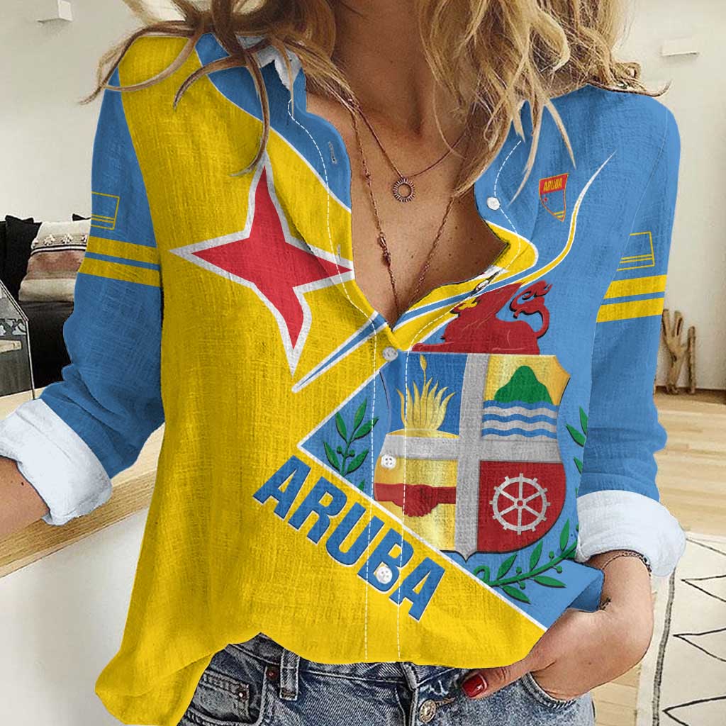 Custom Aruba Football Women Casual Shirt 2025 Coat Of Arms Style