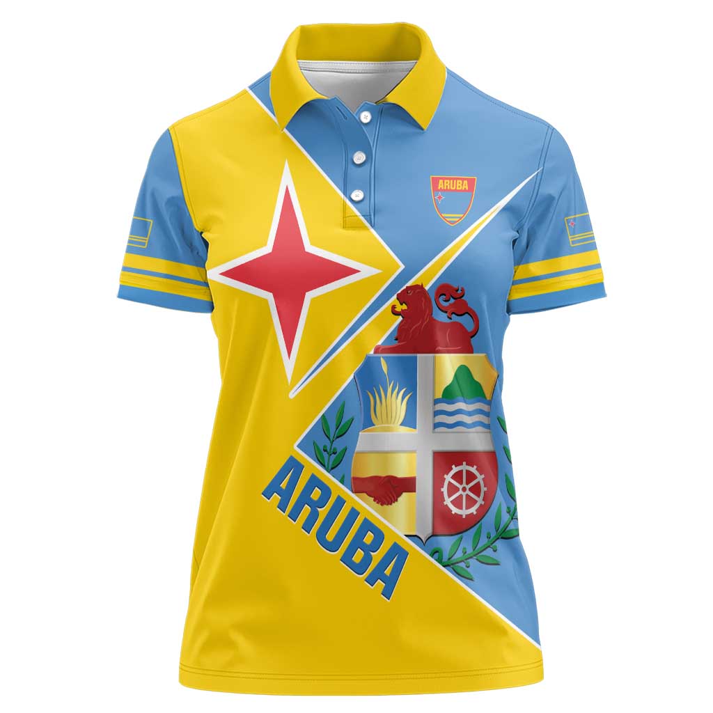 Custom Aruba Football Women Polo Shirt 2025 Coat Of Arms Style