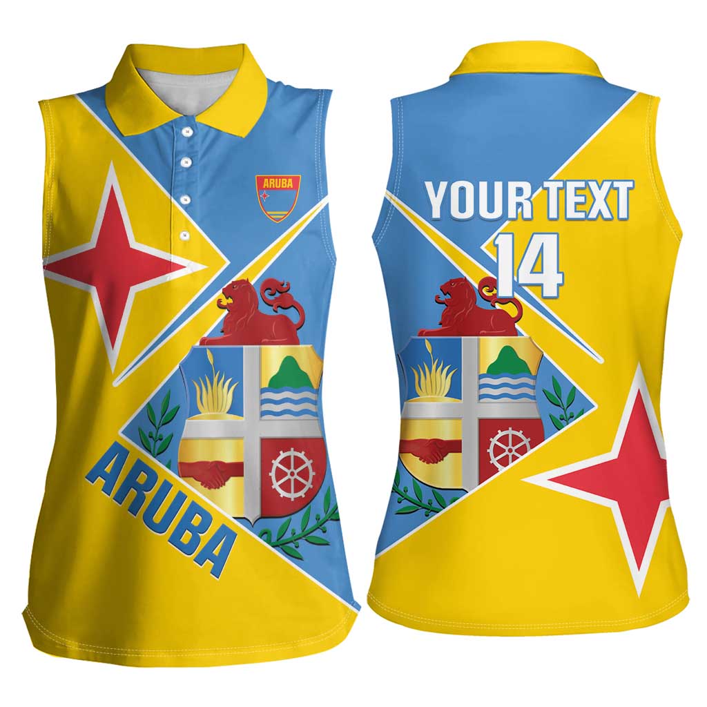 Custom Aruba Football Women Sleeveless Polo Shirt 2025 Coat Of Arms Style