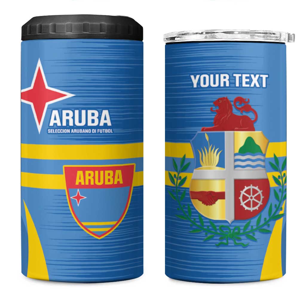 Custom Aruba Football 4 in 1 Can Cooler Tumbler 2025 Go Champions Flag Color