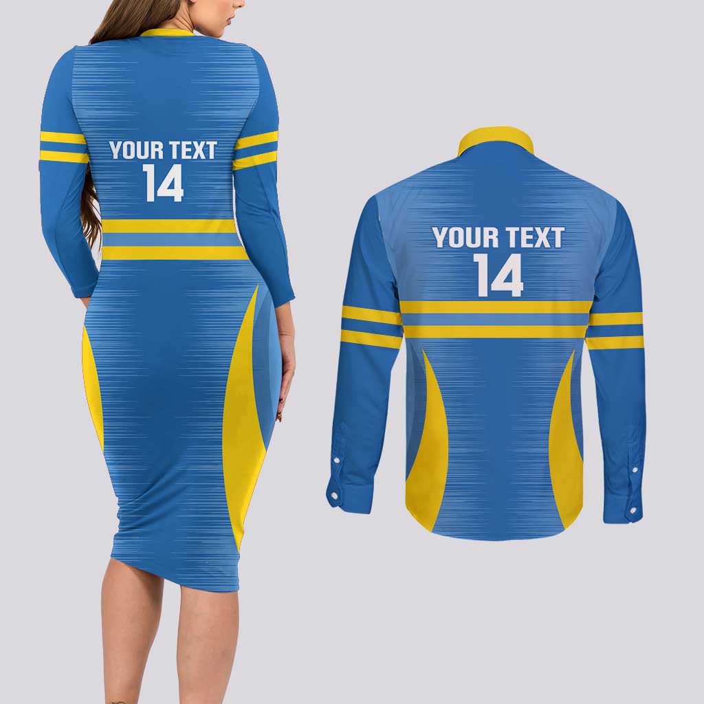 Custom Aruba Football Couples Matching Long Sleeve Bodycon Dress and Long Sleeve Button Shirt 2025 Go Champions Flag Color