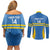 Custom Aruba Football Couples Matching Off Shoulder Short Dress and Long Sleeve Button Shirt 2025 Go Champions Flag Color