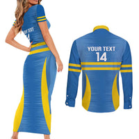 Custom Aruba Football Couples Matching Short Sleeve Bodycon Dress and Long Sleeve Button Shirt 2025 Go Champions Flag Color