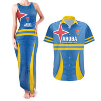 Custom Aruba Football Couples Matching Tank Maxi Dress and Hawaiian Shirt 2025 Go Champions Flag Color
