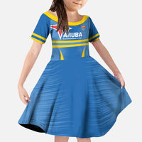 Custom Aruba Football Family Matching Off The Shoulder Long Sleeve Dress and Hawaiian Shirt 2025 Go Champions Flag Color