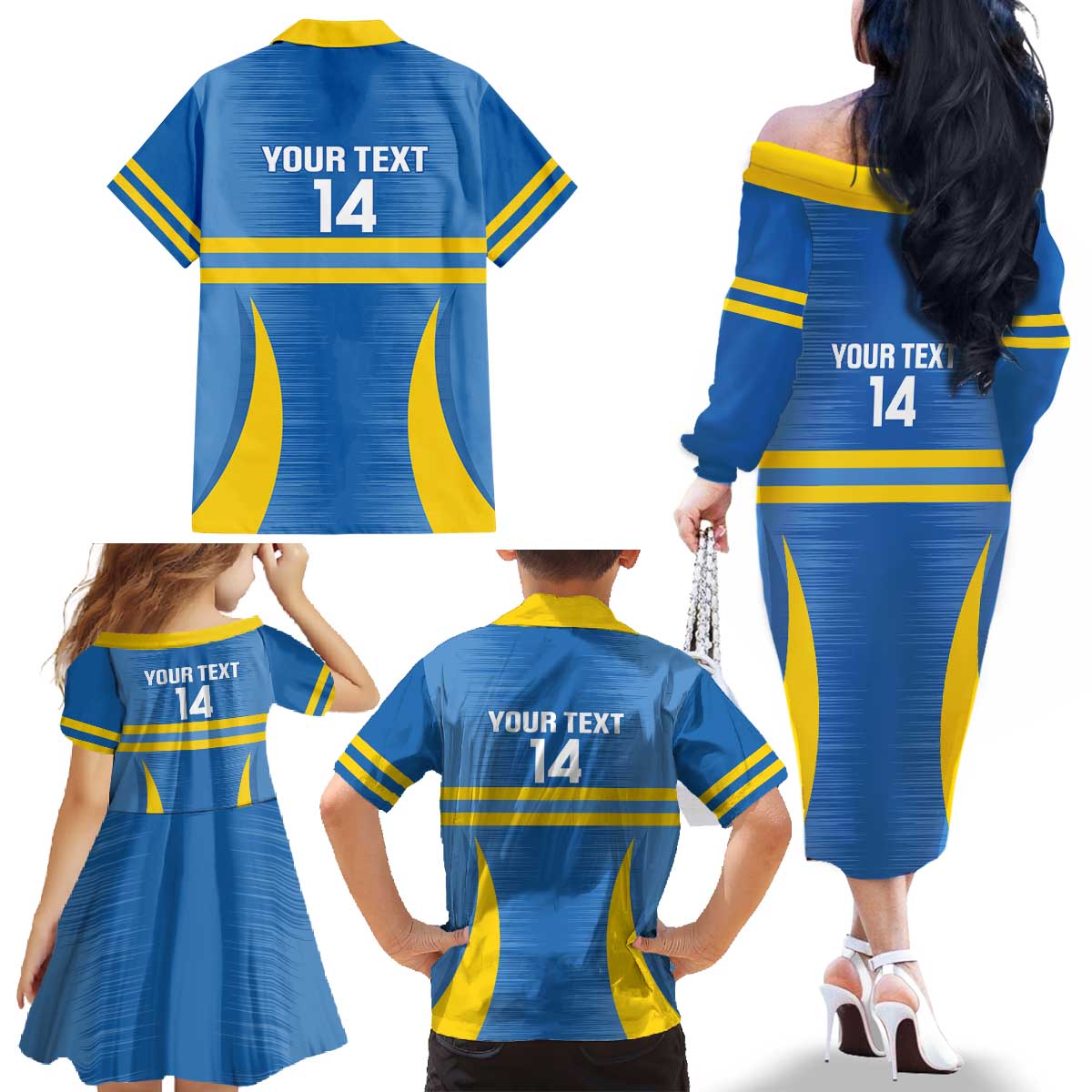 Custom Aruba Football Family Matching Off The Shoulder Long Sleeve Dress and Hawaiian Shirt 2025 Go Champions Flag Color