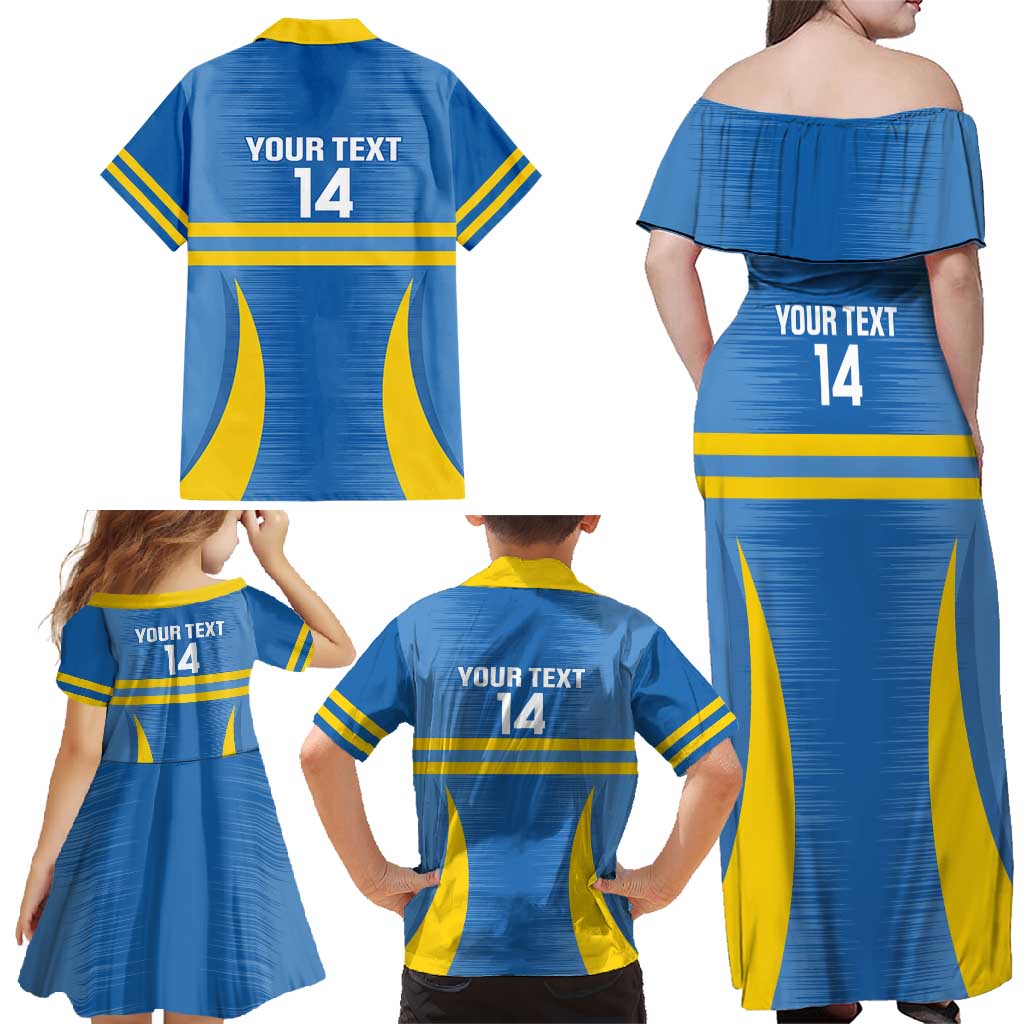 Custom Aruba Football Family Matching Off Shoulder Maxi Dress and Hawaiian Shirt 2025 Go Champions Flag Color