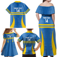 Custom Aruba Football Family Matching Off Shoulder Maxi Dress and Hawaiian Shirt 2025 Go Champions Flag Color