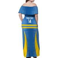 Custom Aruba Football Family Matching Off Shoulder Maxi Dress and Hawaiian Shirt 2025 Go Champions Flag Color