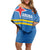 Custom Aruba Football Family Matching Off Shoulder Short Dress and Hawaiian Shirt 2025 Go Champions Flag Color