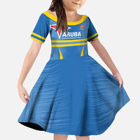 Custom Aruba Football Family Matching Short Sleeve Bodycon Dress and Hawaiian Shirt 2025 Go Champions Flag Color